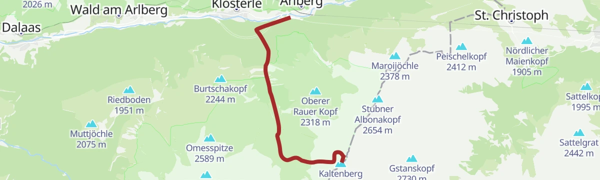 Route map: Langen am Arlberg - Kaltenberg